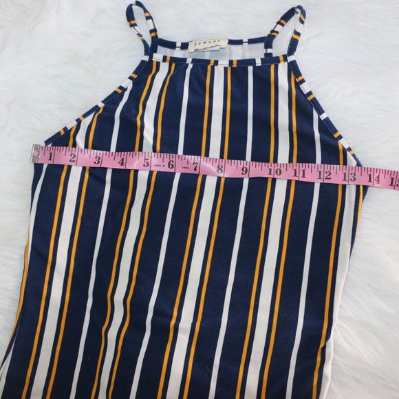 Beware High Neck Spaghetti Strap Tank Top - Vertical Stripes, Size Small - Picture 6 of 7